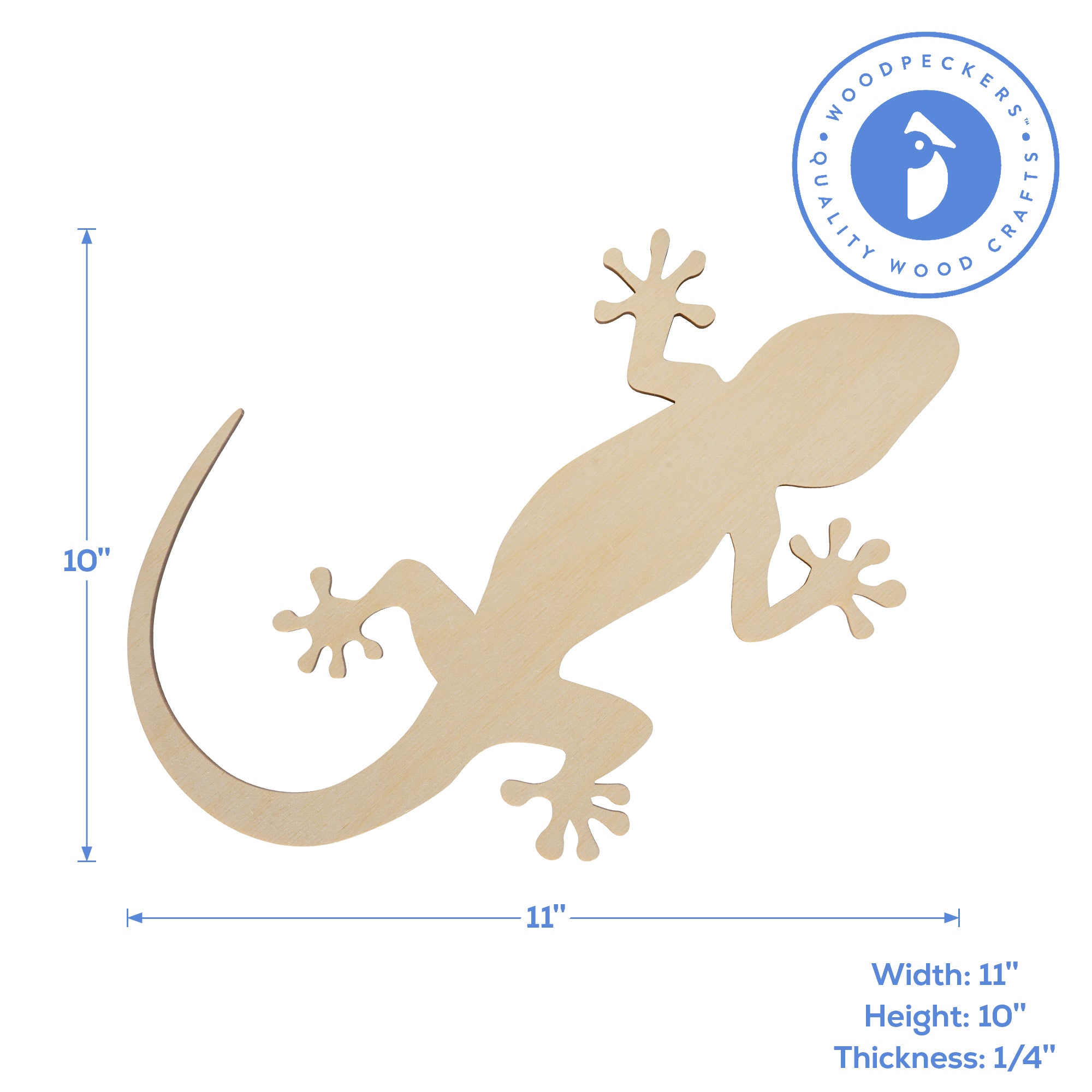 Wood Gecko Cutout, 11" x 10"