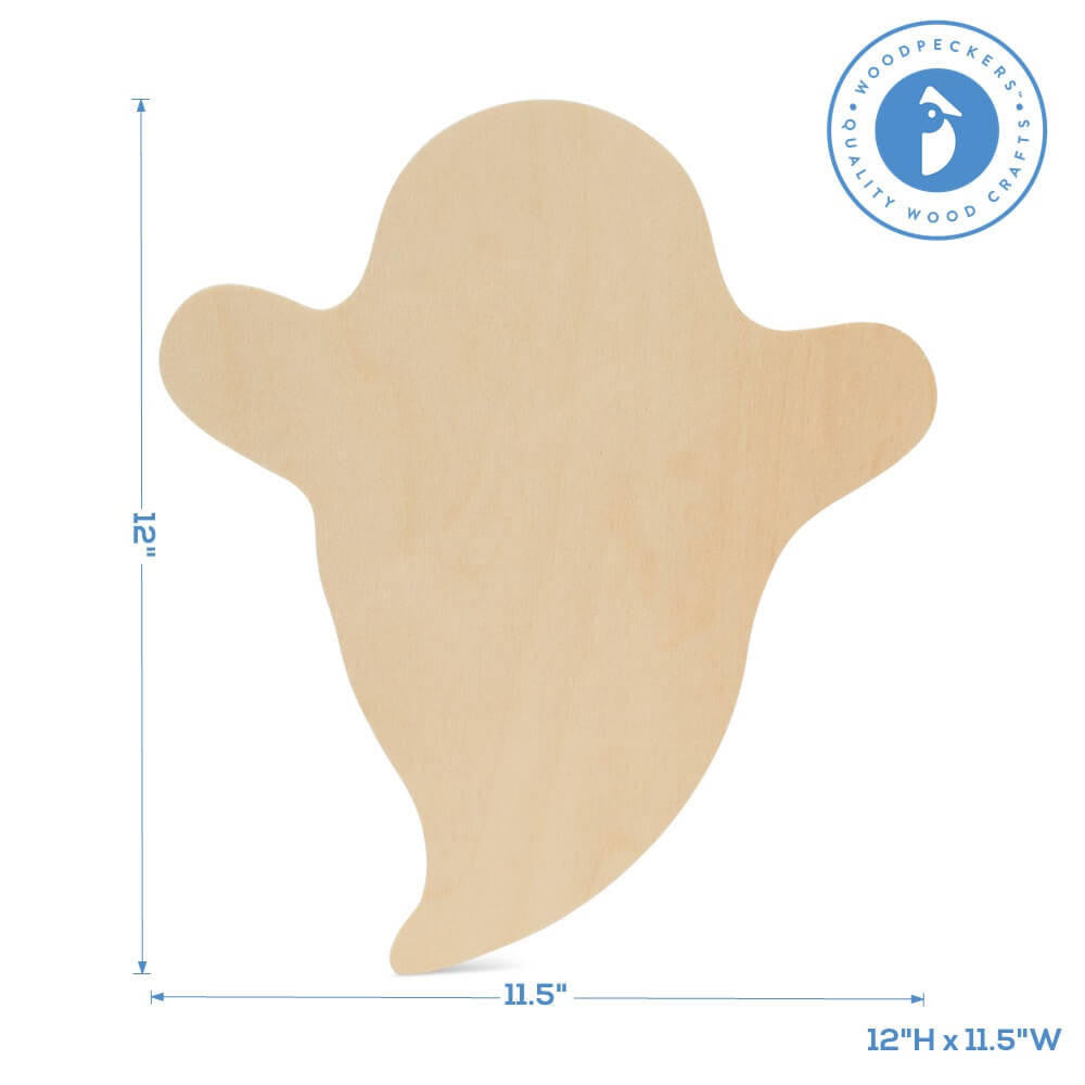 Woodpeckers Crafts Wood Halloween Ghost Cutout, Large  12" x 11.5" 