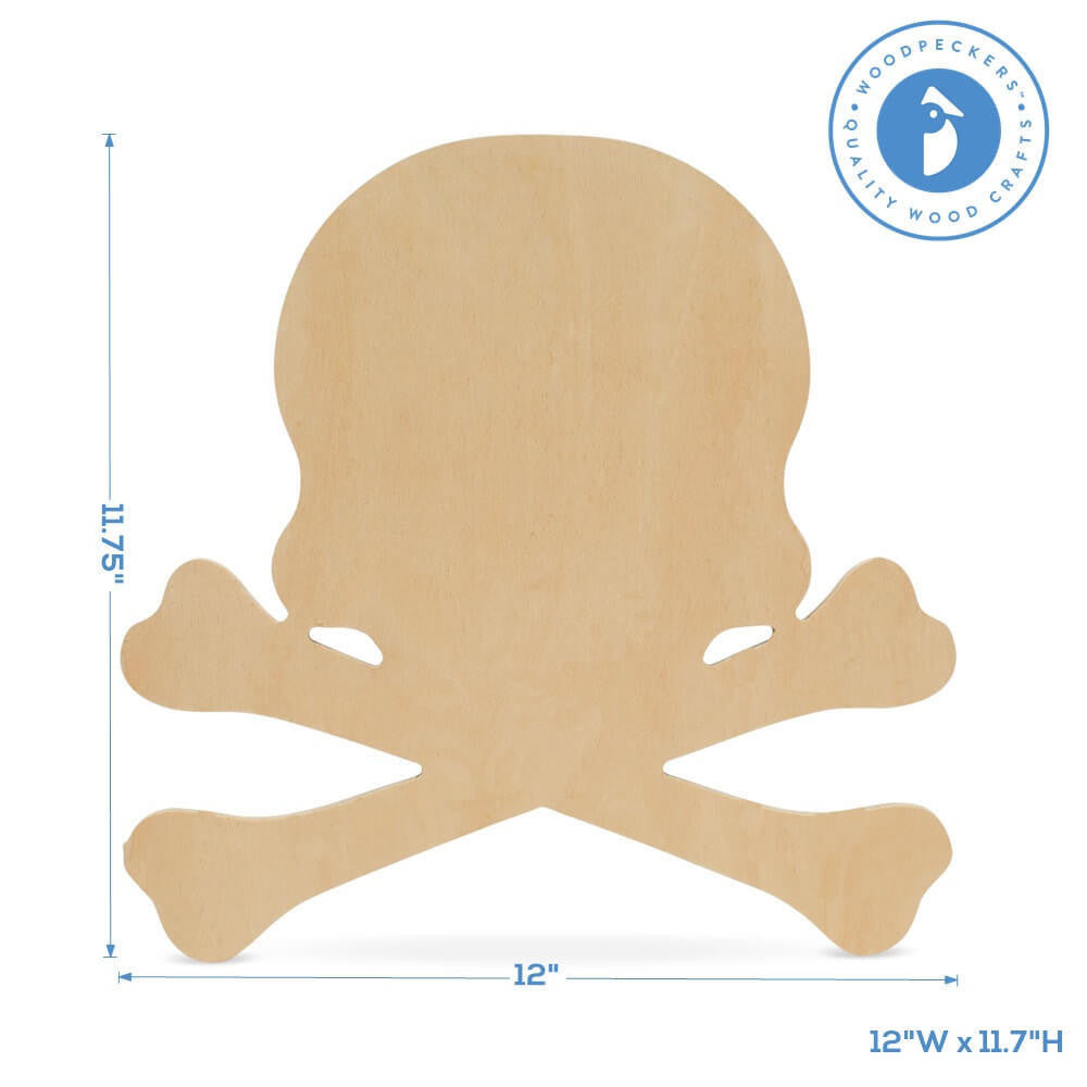 Woodpeckers Crafts Wood Halloween Skull Cutout, Large  12" x 11.7" 