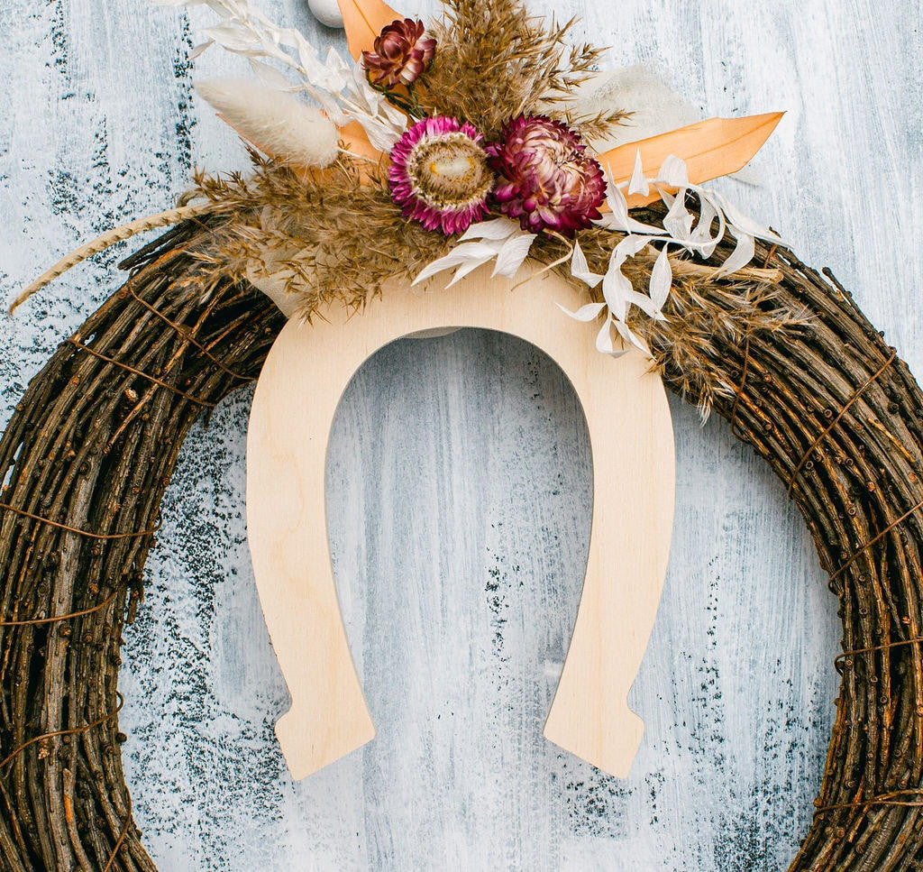 Woodpeckers Crafts Wood Horseshoe Large,  12" x 9.5" 