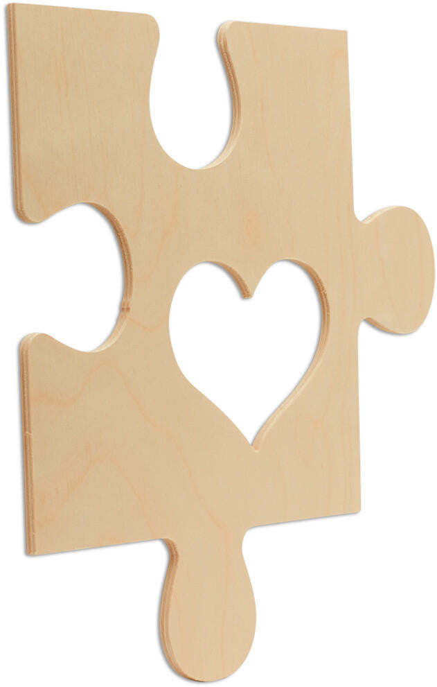 Woodpeckers Crafts Wood Puzzle Piece Cutout, 12" x 12",  with Heart Shaped Frame 
