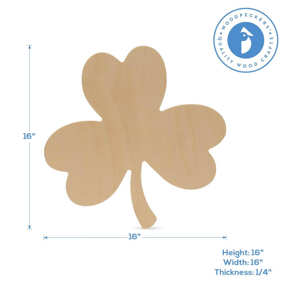 Wood Shamrock Cutout Extra Large,  16" x 16"