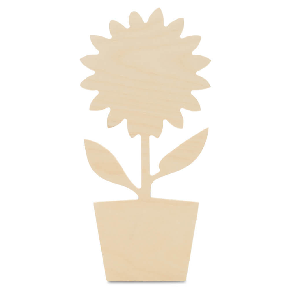 12" Wood Sunflower Pot Cutout