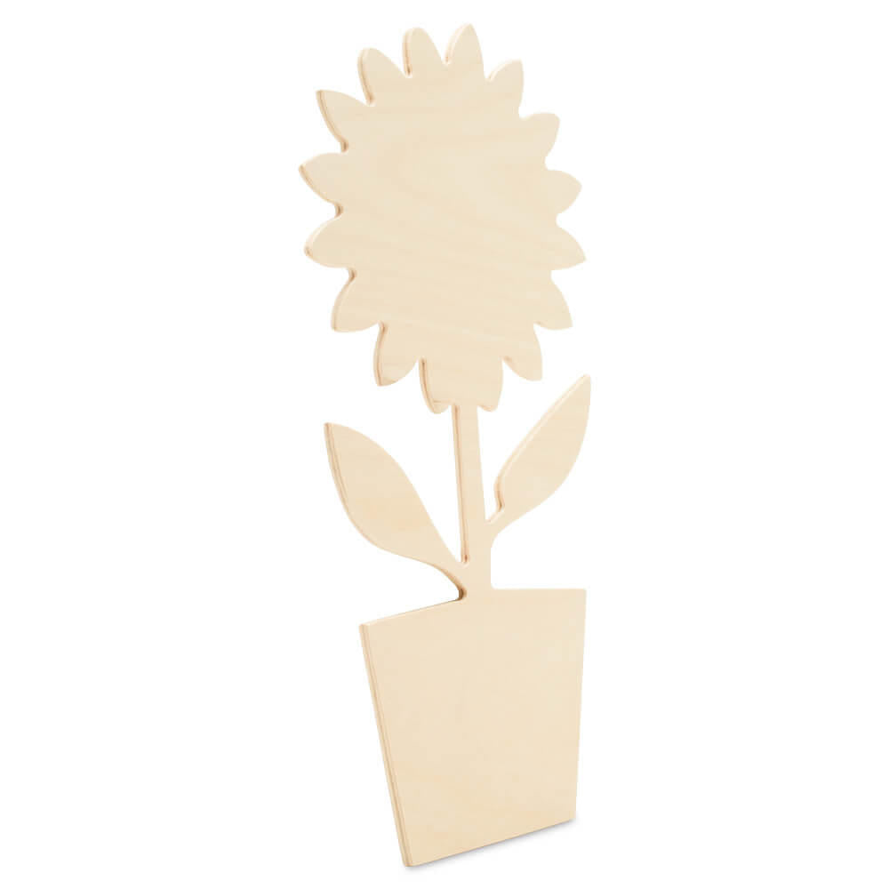 12" Wood Sunflower Pot Cutout