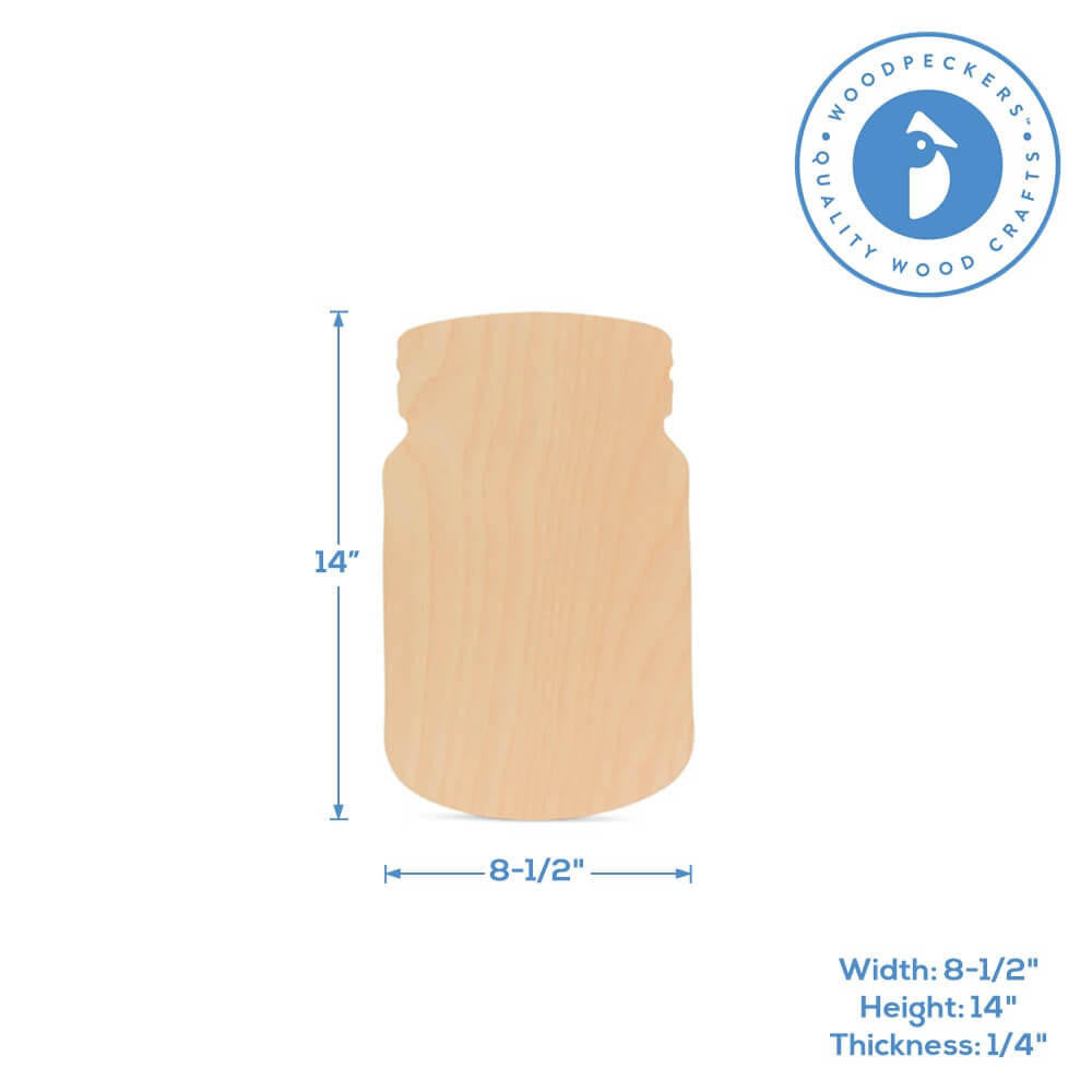 Wooden Cutout Mason Jar, 14"