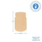 Woodpeckers Crafts Wooden Cutout Mason Jar, 14" 